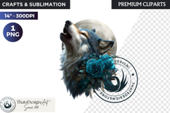 Floral Wolf Fantasy clipart, Botanical Wildlife Graphics PNG Product Image 1