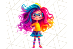 Cute Girl Clipart PNG, Playful Character Illustration Product Image 5