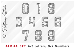 White Camo Alpha Set. Letters Numbers Clipart. Product Image 3