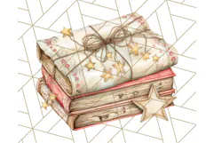 Christmas Book Clipart, Festive Reading PNG Illustrations Product Image 5