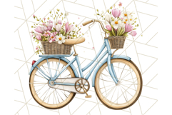 Bicycle with Flowers PNG, Pastel Spring Floral Bike Clipart Product Image 5