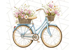 Bicycle with Flowers PNG, Pastel Spring Floral Bike Clipart Product Image 5
