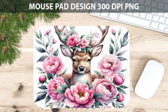 Watercolor Deer Mouse Pad Sublimation - Valentines PNG Product Image 1