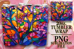 Stained Glass Tree 20oz Wrap Tumbler Colorful Sublimation Product Image 1