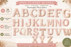 Floral Lace Alphabet PNG Bundle | 26 Feminine Letters, Pink Product Image 1