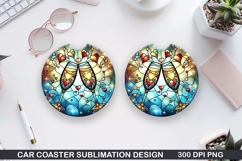 Love Heart Car Coaster Sublimation| Valentine Coaster PNG Product Image 1