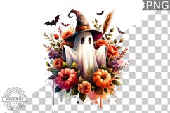 Halloween Ghost And Flowers Sublimation - Halloween Clipart Product Image 1
