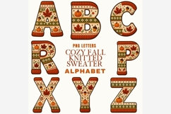Cozy Fall Knitted Sweater Alphabet PNG Bundle, A-Z Autumn Product Image 5