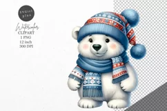 Christmas clipart, Polar bear clipart, Holiday clipart Product Image 1