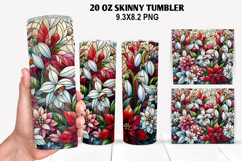 Florals Skinny Tumbler 20oz Wrap Design, Winter Tumbler PNG Product Image 1