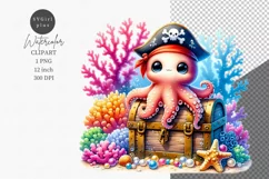 Octopus clipart, Birthday clipart, Nursery sublimation Product Image 1