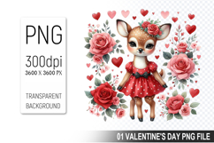 Cute Deer Sublimation, Valentine&#039;s Digital Clipart PNG Product Image 1