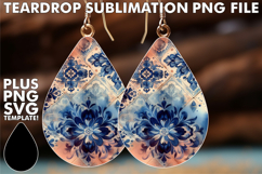 Cheerful Teardrop Earrings Designs PNG, Watercolor Pattern Product Image 1