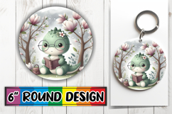 Sublimation Circle Ornaments PNG, Cute Dino Product Image 1