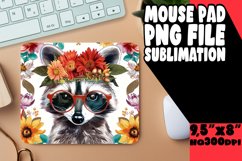 Lively Raccoon with Flowers Mouse Pad PNG Product Image 1