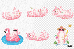 Summer Cute Cat Clipart - Summer Animals PNG Product Image 1