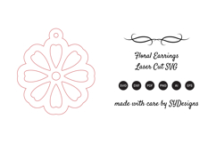 Floral Earrings Laser Cut SVG Product Image 2