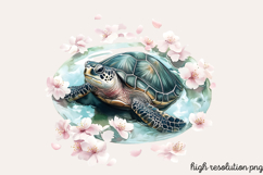 Spring Turtles Garden Clipart PNG Product Image 1