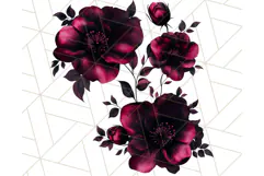 Gothic Floral PNG, Dark Aesthetic Flowers Clipart Print Product Image 5
