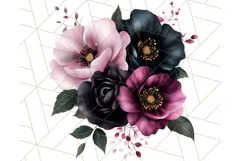 Gothic Floral PNG, Dark Aesthetic Flowers Clipart Print Product Image 5