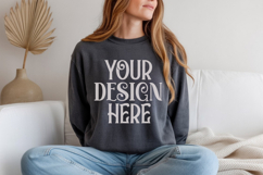 Dark Heather Gildan 18000 Sweatshirt Model Mockups Product Image 1