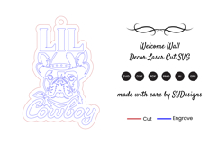 Cute Cowboy Dog Keychain Laser Cut SVG Product Image 2