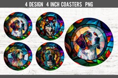 Dog Stained Glass Round Coaster Sublimation Design PNG Product Image 1
