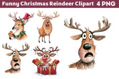 Funny Christmas Reindeer Clipart PNG Product Image 1