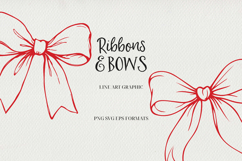 Ribbons &amp; Bows Line Art Clipart SVG | PNG | EPS Product Image 1