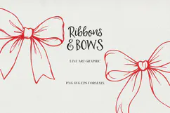 Ribbons & Bows Line Art Clipart SVG | PNG | EPS Product Image 1