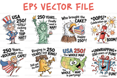 USA 250th Anniversary Funny Cartoon Humor Bundle T-Shirt EPS Product Image 1