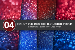 Luxury Red Blue Glitter Digital Paper Product Image 1