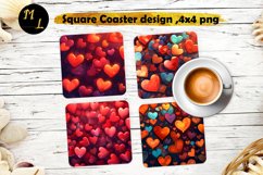 Hearts Square Coaster png,Valentines coaster designs Product Image 1