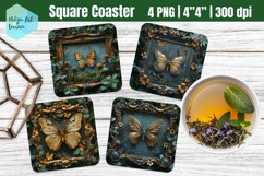 3D Butterfly Square Coaster Sublimation Product Image 1