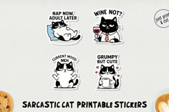 Sarcastic Cat Printable Stickers PNG Product Image 1