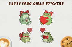 Sassy Frog Girls Stickers PNG Cute Kawaii Frog Clipart Product Image 1