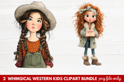 2 Whimsical Western Kids Clipart | Cute Cowboy &amp; Cowgirl PNG Product Image 1