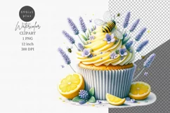 Cupcake clipart, Cupcake with flowers clipart, Bee Product Image 1