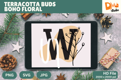 Terracotta Buds Boho Floral Monogram Product Image 1