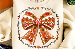 Merry and Bright PNG, Christmas Bow PNG, Funny Christmas PNG Product Image 1