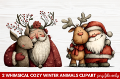 Whimsical Cozy Winter Animals Clipart | Cute Winter Wildlife Product Image 1