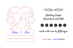 Wedding Couple Stand Laser Cut SVG Product Image 2