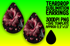 Bold Teardrop Earrings Design PNG , 3D Flower Product Image 1