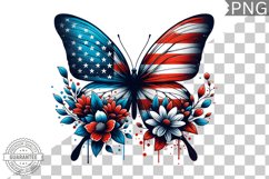 4Th Of July Flora Butterfly - Sublimation 4th of July PNG Product Image 1