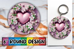 Blissful Round Ornaments Design PNG, 3D Heart Product Image 1