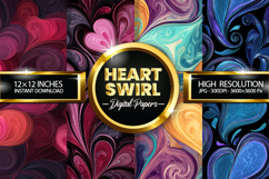 Heart Swirl Digital Papers - 04 variations Product Image 1