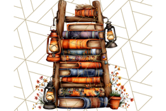 Autumn Library Clipart PNG, Cozy Fall Book Art Product Image 5