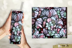 STAINED GLASS FLORAL sublimation tumbler wrap design png Product Image 3