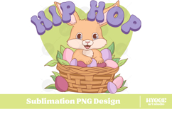 Easter Bunny Sublimation PNG Chick Farm Hip Hop Spring Joy Product Image 1