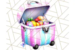 Chibi Summer Girls Clipart PNG, Bright Kawaii Summer Art Product Image 5